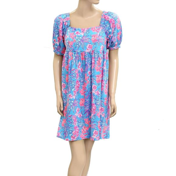 Lilly Pulitzer Delaney Short Sleeve Mini Dress Cumulus Blue Printed S-6 279602 - Picture 10 of 15